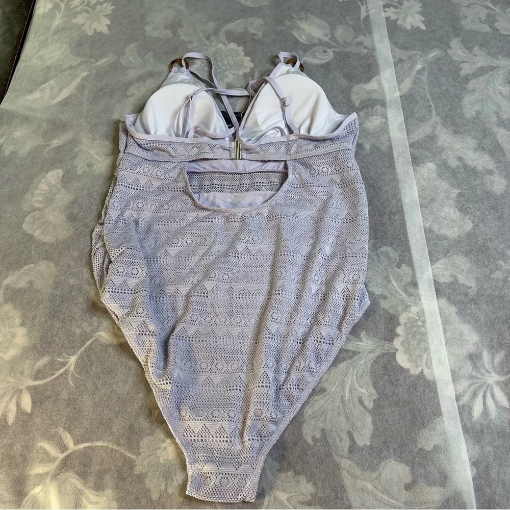 Summer Mae Maternity One Piece Swimsuit V-Neck Hollow O-Ring Linked Violet 10